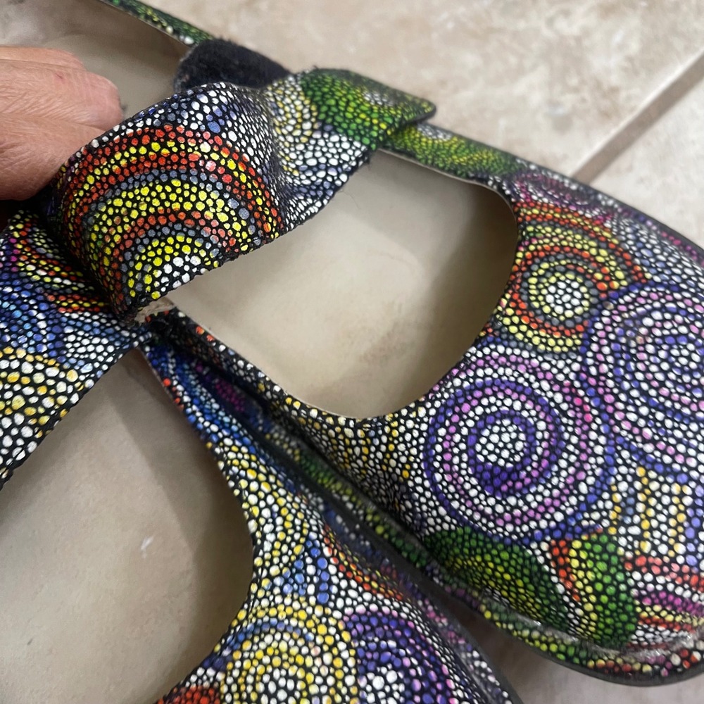 Alegria Paloma Multi Color Mosaic Dot Leather Mary Jane Clog Shoes Woman 9.5-10 - Picture 3 of 11
